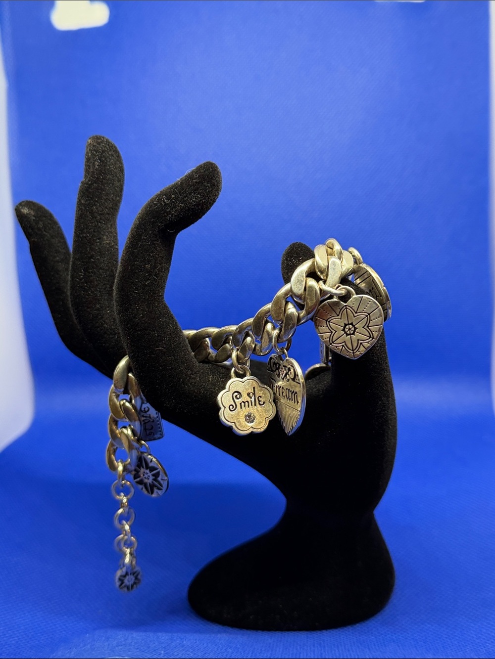 Brighton Silver Charm Bracelet with Heart and Floral Charms